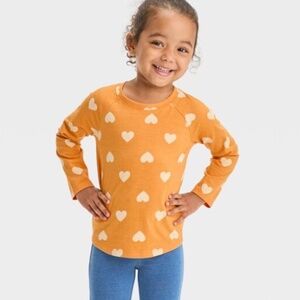 - Cat & Jack Toddler Girls' Gold Heart Long Sleeve T-Shirt 4T